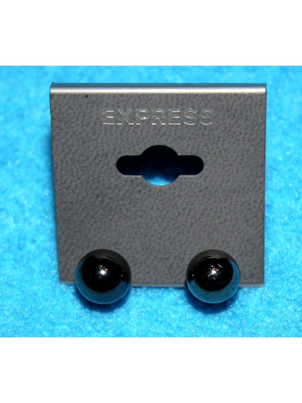 Express Round Faux Black Pearl Stud Earrings Vintage Y2K Deadstock